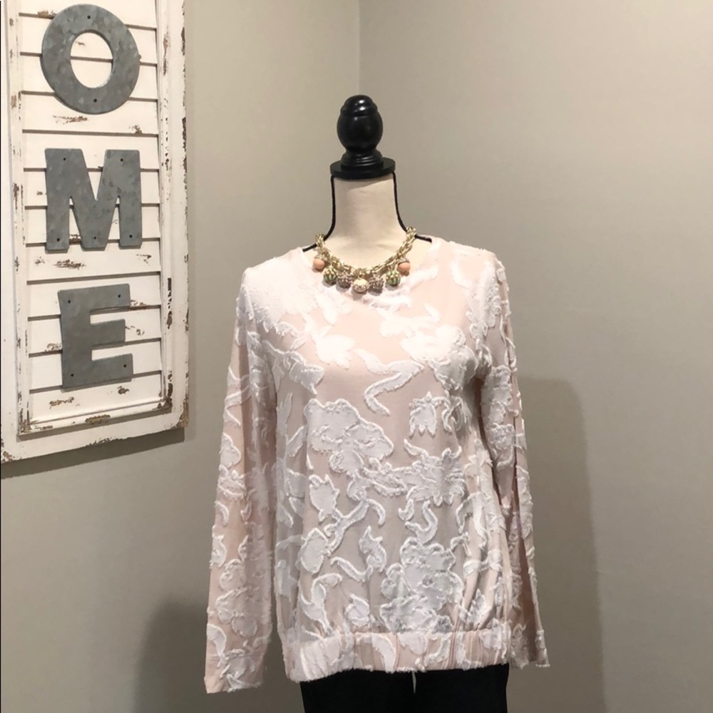 Loft jacquard floral L/S top